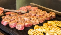 grilled tuna steaks and grilled chicken