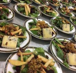 Kale & Mixed Green Salad with Salt Roasted Beets, Crisp Apple, Golden Raisins, Candied Pecans, Blue Cheese, and Maple Cider Vinaigrette