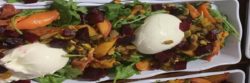 salad with spinach, beets and fresh cheese