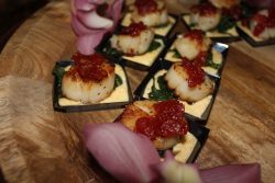 scallops passed appetizer at wedding