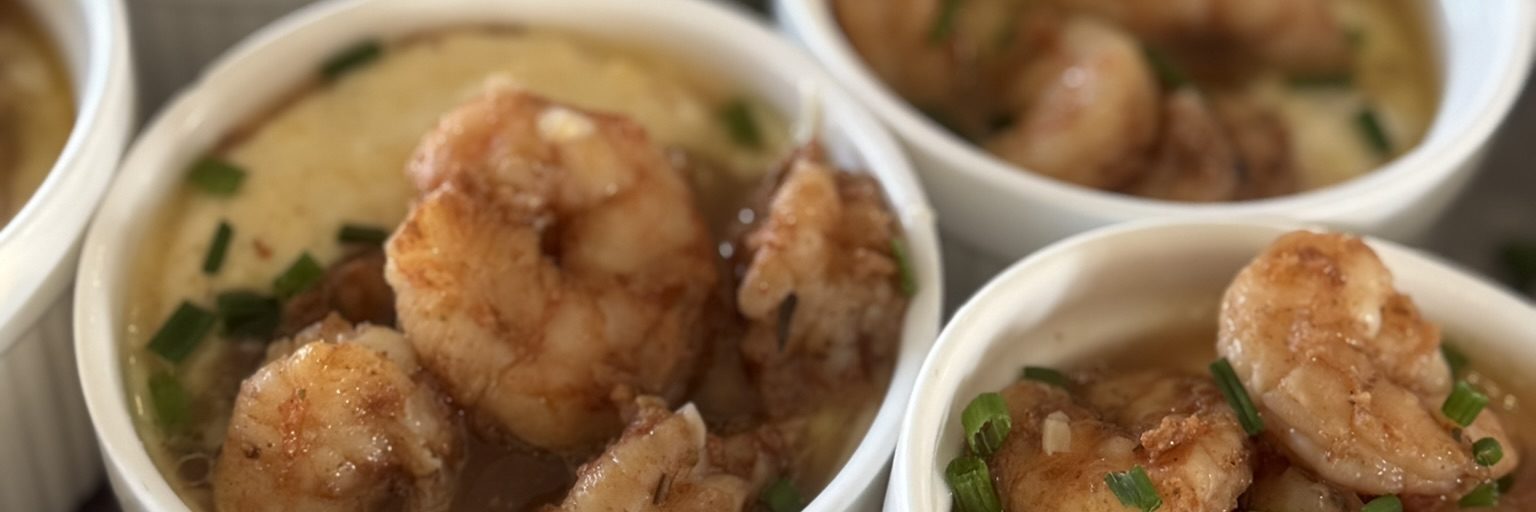 Cajun BBQ Shrimp over Cheesy Grits